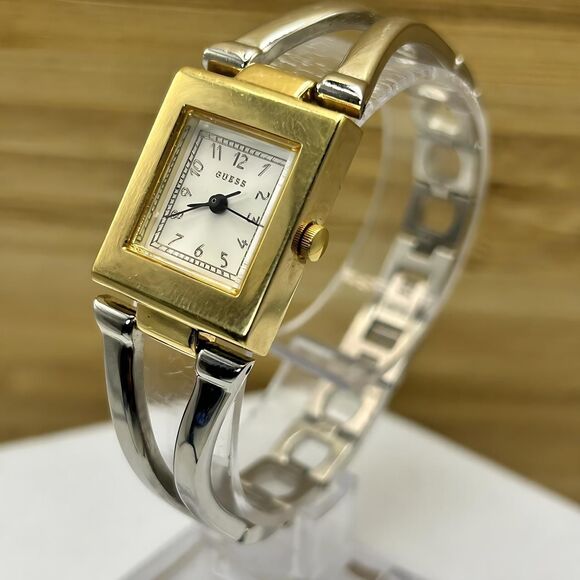 Guess Steel G95221L Rectangle Face Two Tone Watch with Date - Picture 1 of 5